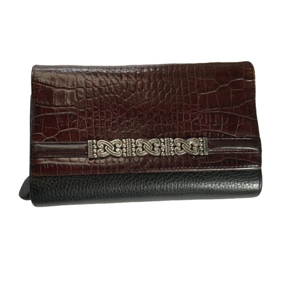 Brighten Large Black and Brown Wallet with Checkbook Holder - Picture 1 of 10